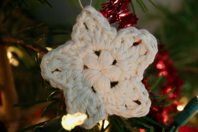Star of Christmas Ornament with twine loop for hanging on a Christmas tree